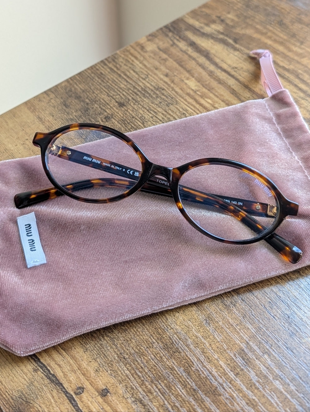 MiuMiu MU 04ZS Regard Blue Light Glasses - Tortoiseshell Round Brown Authentic - Picture 5 of 6